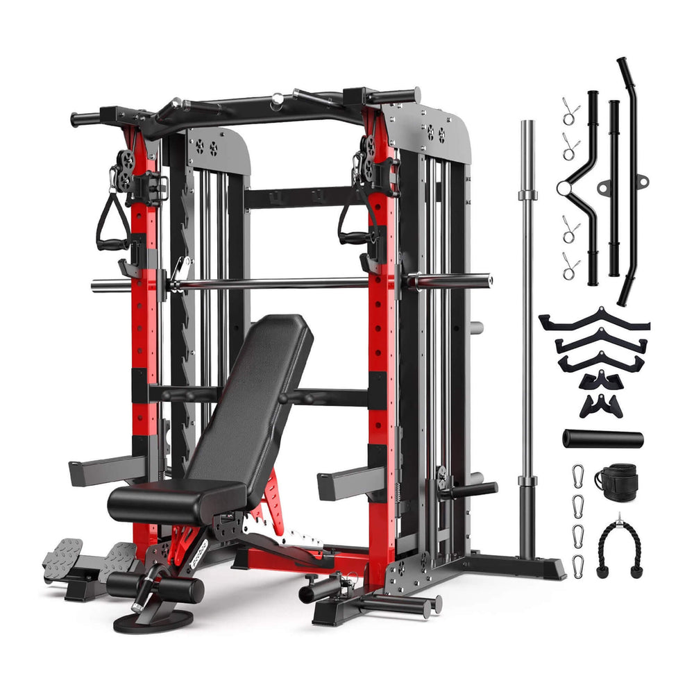 Rovix Premium 2000LBS All-In-One Squat Rack Power Cage With Smith Mach